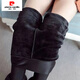 Pierre Cardin autumn and winter velvet thickened high-waist foot-stepping glossy pants for women to wear warm leggings to protect the waist and keep warm all-in-one cotton pants Winter thick velvet flat-foot style 3XL 130 to 150Jin Jin is equal to 0.5 kg