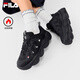 FILA official women's shoes pea plus velvet shoes dad shoes 2025 winter new casual thick-soled sports shoes black-BK 37.5