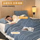 Langsha blanket winter thickened plus velvet sherpa double-layer blanket nap small blanket office single coral velvet blanket noble blue double-layer thickened/warm at the touch/shedding package double blanket 200x230cm_weight about 4.6Jin Jin equals 0.5kg