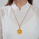 Yiyong gold-plated silver Wangfu lotus pendant necklace lotus pendant + black rope, about 11 grams