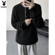 Playboy niche design Henry collar sweater for women and men, autumn and winter retro atmosphere loose pullover sweater for couple, off-white M