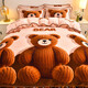 Winter thickened milk velvet four-piece bed skirt style coral velvet gold mink velvet quilt cover double-sided flannel bedding KT Bear bed sheet hanging edge style 1.8 four-piece set-quilt cover 200*230cm