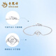 Lao Fengxiang clover pt950 platinum bracelet new platinum plain chain for wife, birthday gift for girlfriend, platinum four-leaf clover cat eye platinum bracelet, about 3.1g, brand gift box