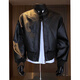 Jufeng American deconstructed short leather jacket men's high-end handsome motorcycle baseball uniform trendy brand workwear bomber jacket black quality upgrade 3XL 170-190Jin Jin equals 0.5 kg can be worn