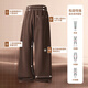 MINISO Pants Boys Winter Japanese Heavy Duty Velvet Thickened Casual Pants Youth High Street Scimitar Pants Black XL