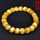 Amber style, one object, one picture, one certificate, beeswax bracelet, natural amber bracelet, men and women, gold and white flower beeswax, bucket beads, bracelet, 14.9g, 10.5*9.5mm