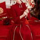 Spring Man Toast Wear Bride Burgundy Chinese Engagement Dress Home Casual Wear 2025 New Small Dress Suit Burgundy M