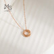 Chow Sang Sang Wing series double ring 18K rose gold necklace interlocking pendant 91873U47 cm