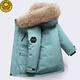 G.DUCKKIDS Boys Down Cotton Padded Jacket Thickened Parka Jacket 2025 Autumn and Winter Coat Children's Hooded Large Fur Collar Cotton Jacket Hot Sale Black 120 cm