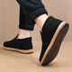 Winter sheep wool high-top old Beijing cloth shoes and cotton shoes plus velvet and thickening to keep warm dad shoes lightweight non-slip black cloth shoes YH-A8 velvet and thickened old Beijing high-top wool and cotton shoes 43 (265mm) standard size
