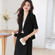 蓝色短款西装套装裙女薄款夏季小个子高级感气质职业西服外套短袖 粉色 单件外套（Ki826） 2XL