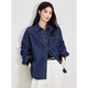 Jingdomeng Dujuan Same Style Dark Blue Denim Shirt Women's 2026 Spring New Lazy Loose Slim Casual Fashion Jacket Dark Blue One Size (120Jin Jin is equal to within 0.5 kg)
