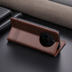Jioxiang Magnetic Flip Cowgrain Leather Case Suitable for Huawei Mate50 Mobile Phone Case Business All-inclusive Anti-fall Brown Huawei Mate50
