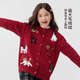 Zuoxi Girls Sweater Cardigan Autumn and Winter Children's New Red Knitted Jacket for Big Girls Red 130 New Year Clothes