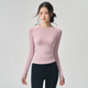 LULULMCCTN tight slimming yoga top for women autumn nude sports T-shirt long-sleeved Pilates training fitness wear dark blue S