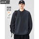 JEEP SPIRIT fashionable and versatile Henry collar skin-friendly cotton long-sleeved T-shirt men's spring and autumn new loose casual bottoming shirt sweatshirt jacket dark gray L