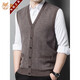 KING DEER Ordos Cashmere Vest Men's Cardigan Autumn and Winter V-neck Casual Sweater Middle-aged and Elderly Dads Waistcoat Zhongka M 160105