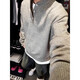 Gray sweater large size henley collar sweater men's lazy style inner base sweater jacket gray regular L