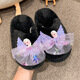 SKONWAT children's winter plush plush slippers, fashionable new girls' Elsa Princess home flat heel Baotou warm cotton slippers, white, size 26-27, inner length 18cm