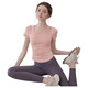 Nude-feeling, skin-friendly spring new style sports fitness Pilates yoga wear with chest pad, short-sleeved top, skin-feeling T-shirt, shell pink short-sleeved XL
