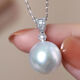 Zhou Taisheng's strong light pearl necklace is light and luxurious, the small light bulb is round, natural single diamond pendant, clavicle chain, Australian white, elegant and gentle, silver