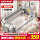 ANGI BABY crib, removable splicing bed, crib multi-functional bed, foldable rocking bed, newborn baby sleeping bed, standard mattress + storage + fixed belt + travel bag, crib splicing bed, newborn gift gift tool
