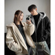 NYING mountain carving hooded pu leather jacket men's new winter trendy brand plus velvet thickened warm casual jacket loose top black XL (120-140Jin Jin equals 0.5 kg)