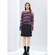 Betu Women's 2025 Winter New Sweater Round Neck Gradient Stripe Plush Decoration Slim Top Women 2511T43 Dark Purple M