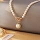 Zhou Taisheng's micro-inlaid knotted pearl pendant necklace is fashionable, light, luxurious, exquisite and elegant, clavicle chain, lady style sweater chain, pearl pendant necklace