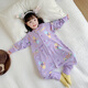 Purple flower language 100% cotton children's one-piece pajamas spring and autumn baby boys and girls anti-kicking sleeping bag purple 130