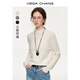 VEGA CHANG soft collar multi-color half turtleneck sweater for women 2025 new winter simple versatile bottoming shirt almond white one size