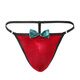 Men's Christmas red thong festive sexy gay bow string temptation T pants sexy underwear bow style festive atmosphere / red festive one size