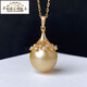 Half ocean seawater gold beads Australian white pearl pendant 18K gold material inlaid with K yellow K white temperament 12-1 gold bead style