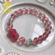 MARDOTG Strawberry Crystal Pixiu Bracelet for Women Pink Crystal Bracelet Girl Birthday Gift 8mm Bead Diameter