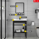 Kleine Wohnung einfaches Wash-Becken Haushalt Balkon Badezimmer Waschbecken bodenhaltiges Badezimmer Keramik integriertes Waschbecken 4837e Becken + Klammer Abfluss