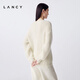 LANCY mohair silk winter new style relaxed cable knit sweater women's round neck off-shoulder sweater off-white XL