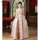 Meianjia new Chinese toasting dress bride's new red wedding engagement dress skirt women's winter long-sleeved winter wine red S