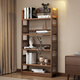 ZHURLINS solid wood bookshelf floor-to-ceiling living room storage rack bedroom storage rack home student study simple corner bookcase 80cm five-layer walnut color imported rubber wood