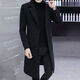 Want to fight Hangzhou Italian-French windbreaker men's mid-length woolen coat Korean version slim fashion woolen coat winter youth Garni coat pocket black L Weight 105Jin Jin equals 0.5kg -120