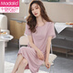 Modal summer nightgown for women short-sleeved thin pajamas 2025 new summer large-size skirt ice silk home skirt with chest pad X9249 breastless pad 2XL (175)