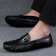Genuine leather beans shoes Korean style men's casual leather shoes soft sole men's shoes fashionable breathable business lazy shoes men's trendy shoes Mingtao 9905 black (hollow style) 40