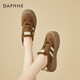 DAPHNE Daphne winter velvet and height-increasing cotton shoes for women 2025 new American campus thick-soled all-match casual sports moral training sneakers caramel color velvet heel height 4cm 35 (225mm)