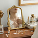 Antique desktop desktop cosmetic mirror French wall hanging decorative mirror carved mirror cosmetic mirror wooden desktop mirror antique gold