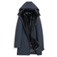 CHEVALPES international first-line brand mid-length new style parka for men with mink whole mink liner fur integrated hooded fur mink navy blue black whole mink + rabbit fur sleeves 3XL 185