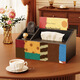 FAJIENUO American retro tissue box household living room tissue box multi-functional storage box paper tissue box remote control organizing box Orange Xunsong-A 26*26.5*13