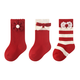Feiyuejia Children's Socks New Year's Day Autumn and Winter Red Socks Girls' Mid-Tube Socks Bow Baby Calf Socks Festive New Year Socks Three Pairs of Red and White Colored Yarns 6-12 Months (S) Recommended Foot Length 9-11cm