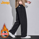JEEP Jeep pants men's winter loose vertical straight casual pants men's heavyweight warm trousers royal blue plus velvet 2XL