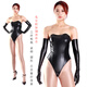 Ftshist sexy bunny girl cosplay queen high-gloss patent leather latex large size charming off-shoulder bodysuit tube top patent leather-black S