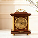 Compas new Chinese style solid wood clock, light luxury brass home living room clock, European and American retro table clock, classical clock ornaments, brass column style - metal dial