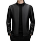 New Men's Leather Jacket Sheepskin Casual Stand Collar Jacket Youth Simple Wallet Black + First Layer Sheepskin M 170